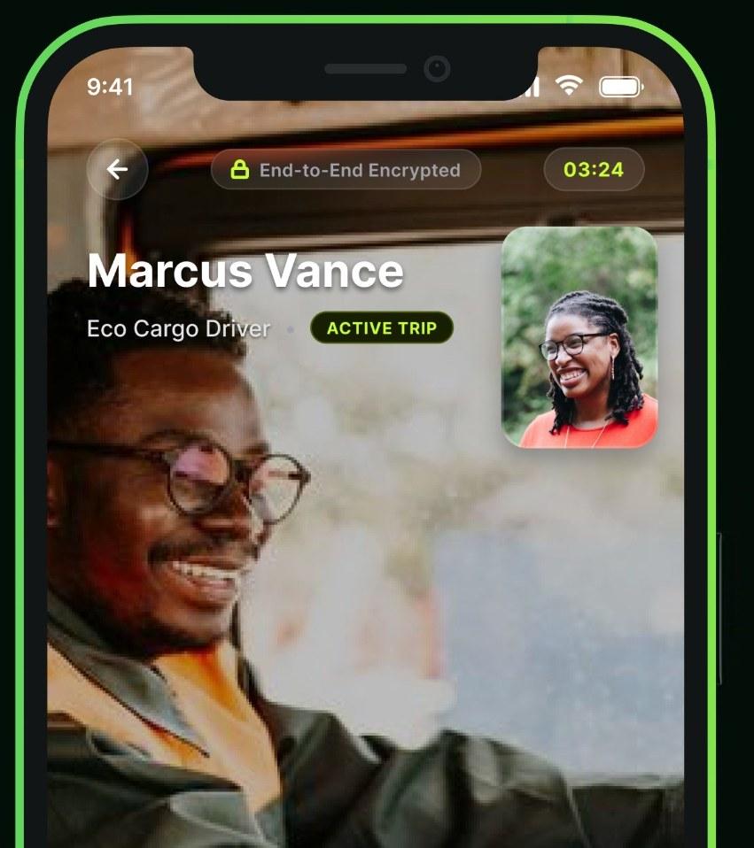 Patch app showing a driver on an active trip